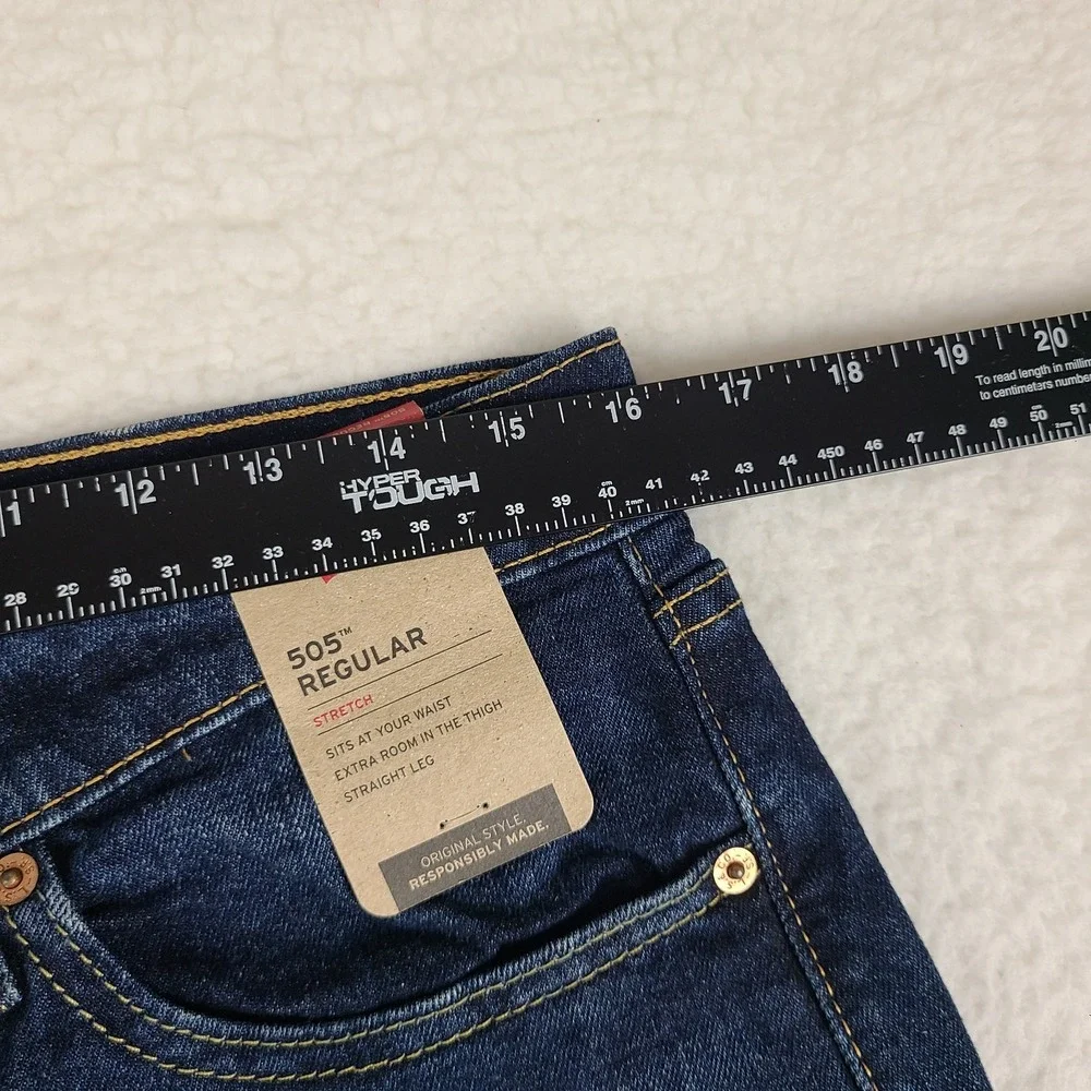 Levi's 505 Jeans Mens 32x32 Blue Regular Fit Straight Leg Dark Wash Denim NWT
